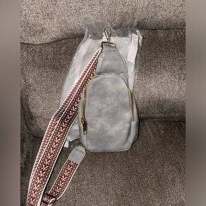 Vintage Style Sling Bag With Lock, Guitar Strap Crossbody Bag